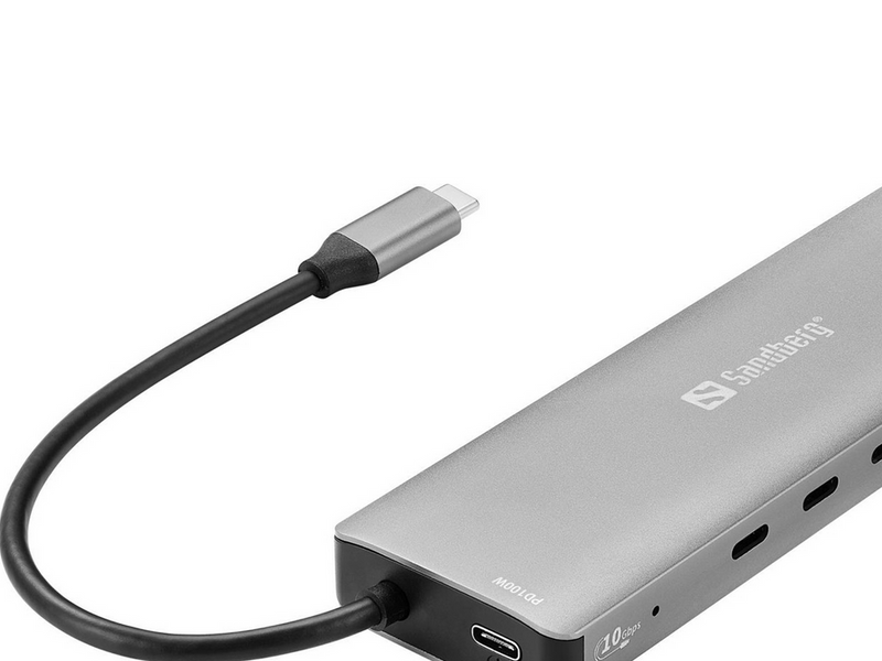 Sandberg USB-C to 5 x USB-C + 2 x USB-A 100W USB-Hubs - 7 - Grau