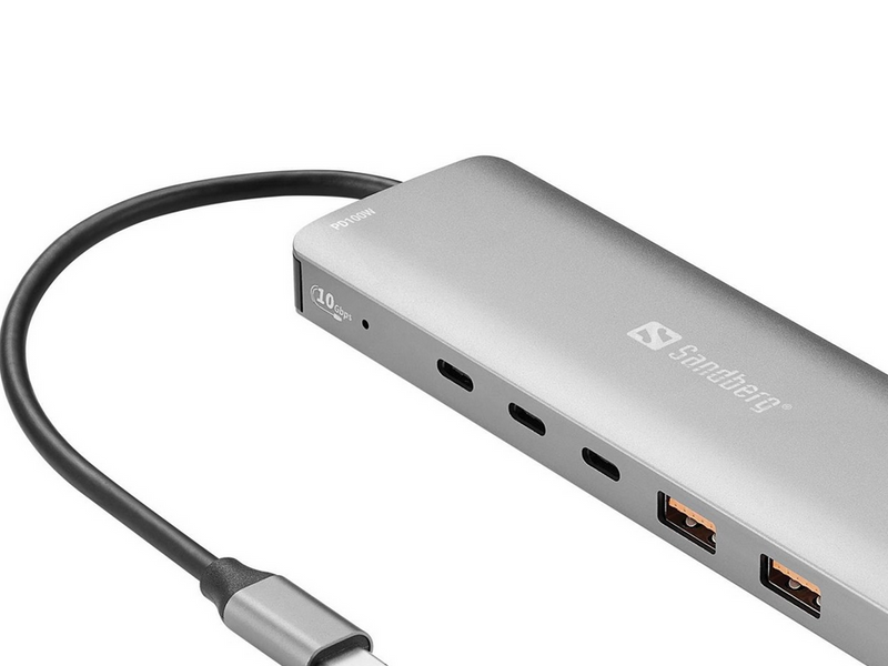 Sandberg USB-C to 5 x USB-C + 2 x USB-A 100W USB-Hubs - 7 - Grau