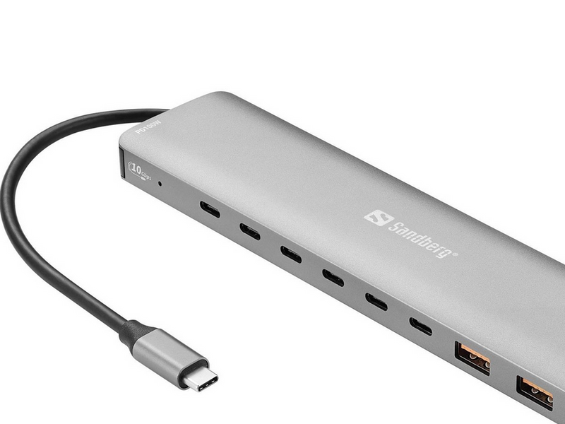 Sandberg USB-C to 8xUSB-C+2xUSB-A 100W USB-Hubs - 10 - Grau