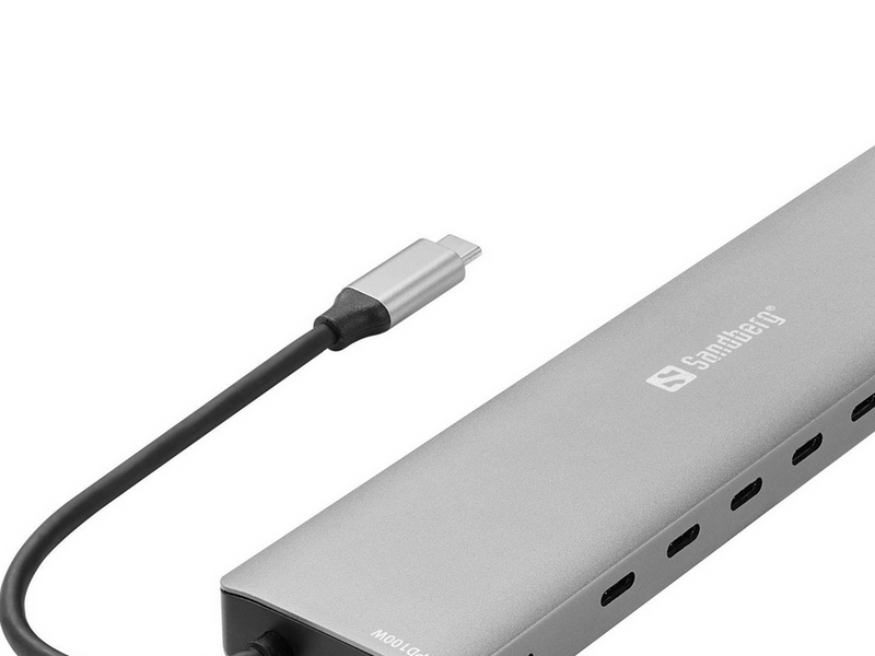 Sandberg USB-C to 8xUSB-C+2xUSB-A 100W USB-Hubs - 10 - Grau