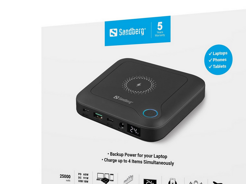 Sandberg All-in-1 Laptop Powerbank 25000 - 25000 mAh