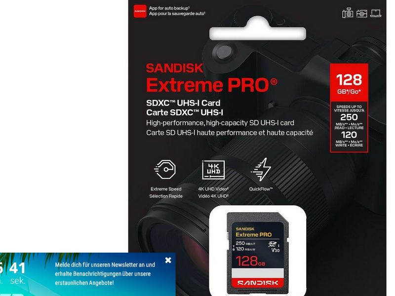 SANDISK Extreme PRO SD - 250MB/s - 128GB