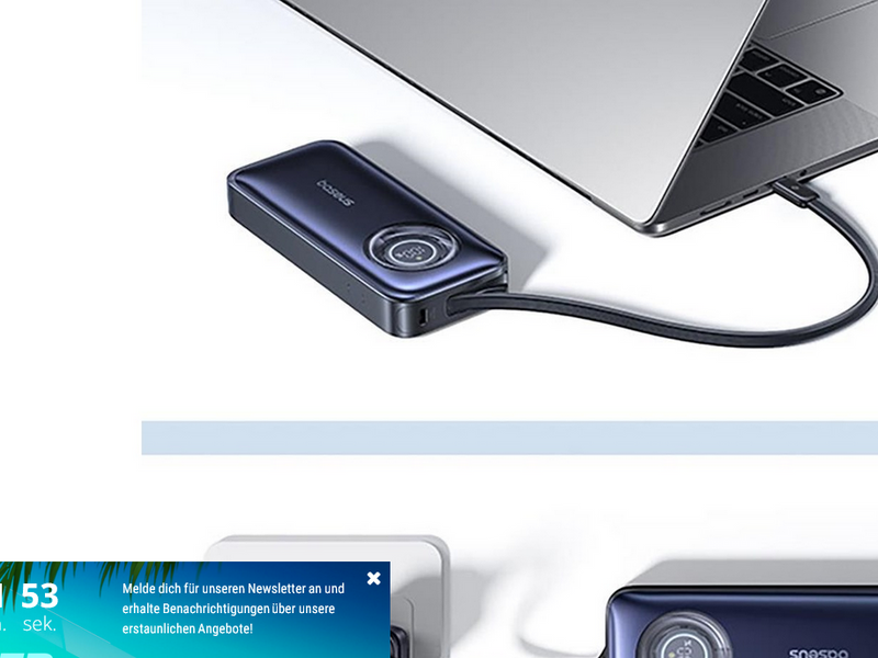 Baseus EnerCore CR11 20000mAh 67W Power Bank with Retractable USB-C Cable - Black - 20000 mAh