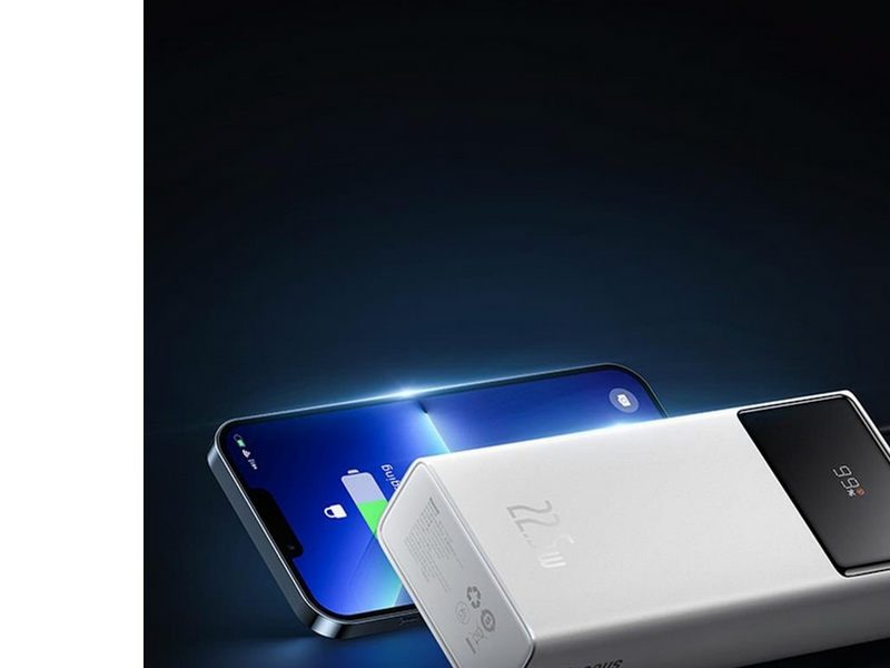 Baseus EnerFill FP41 30000mAh 22.5W Powerbank with Simple USB-A - USB-C 3A 30cm Cable - White - 30000 mAh