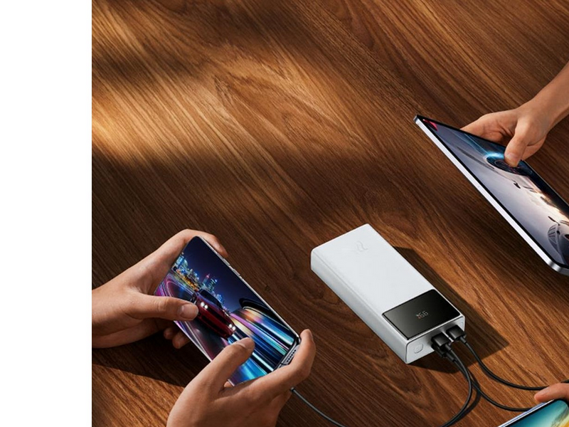 Baseus EnerFill FP41 30000mAh 22.5W Powerbank with Simple USB-A - USB-C 3A 30cm Cable - White - 30000 mAh