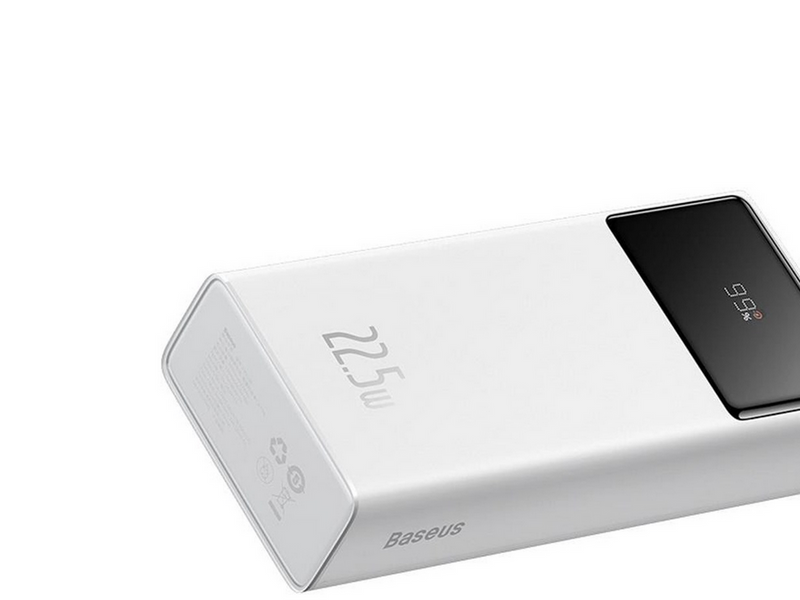 Baseus EnerFill FP41 30000mAh 22.5W Powerbank with Simple USB-A - USB-C 3A 30cm Cable - White - 30000 mAh