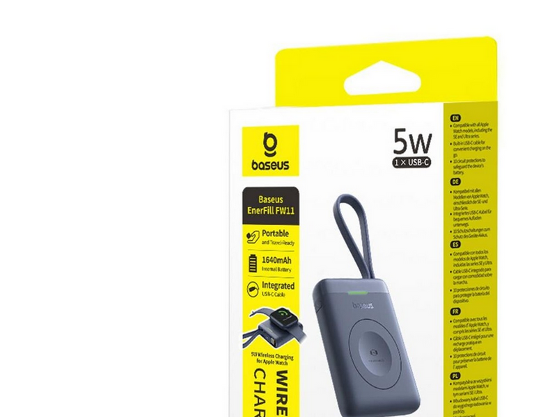Baseus EnerFill FW11 5W Power Bank for Apple Watch with Built-in Cable - Black