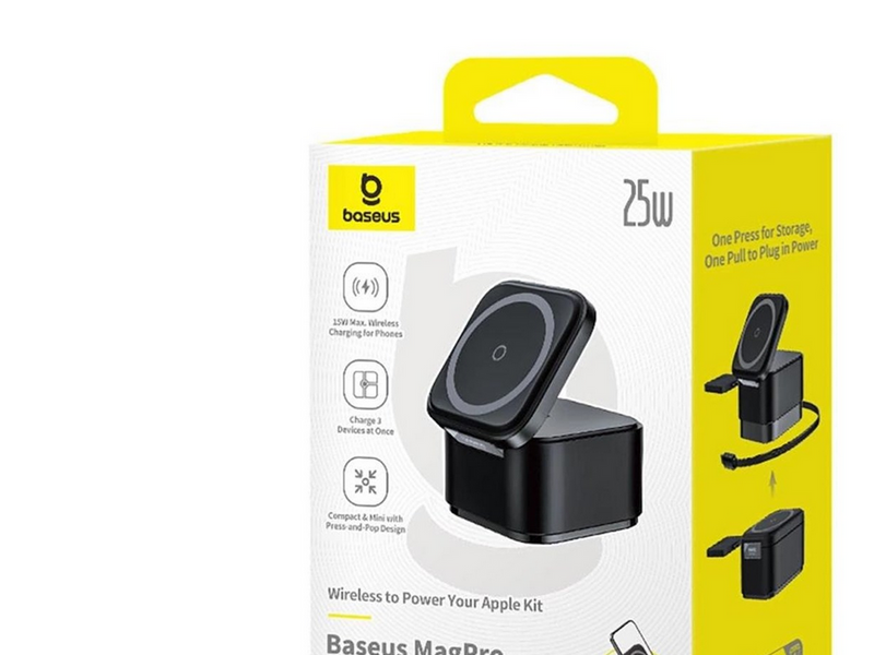 Baseus MagPro 3in1 25W MagSafe Compatible Inductive Charger for Phone and Smartwatch - Black