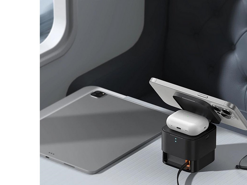 Baseus MagPro 3in1 25W MagSafe Compatible Inductive Charger for Phone and Smartwatch - Black