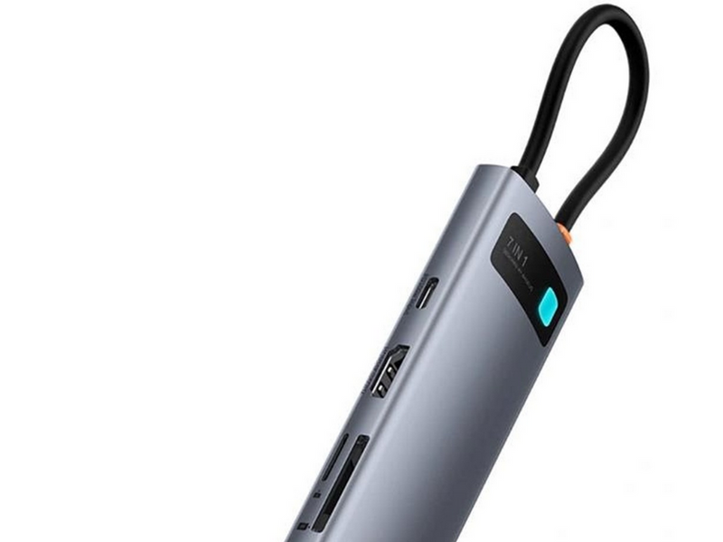 Baseus Metal Gleam 7in1 HDMI 4K 60Hz USB-C Hub / 3x USB 3.0 / USB-C PD / SD / microSD - Gray USB-Hubs