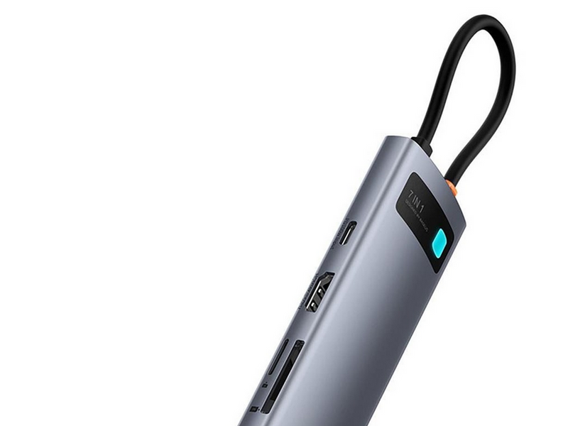 Baseus Metal Gleam 7in1 HDMI 4K 60Hz USB-C Hub / 3x USB 3.0 / USB-C PD / SD / microSD - Gray USB-Hubs