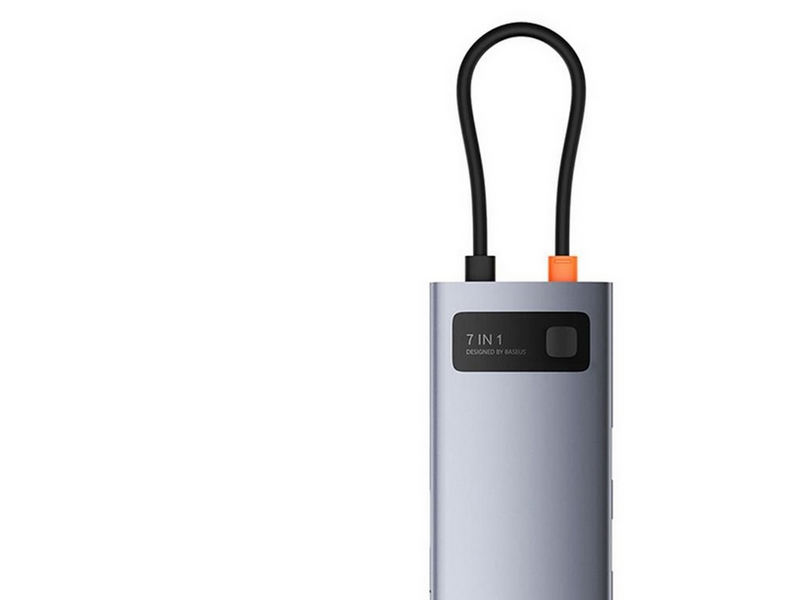 Baseus Metal Gleam 7in1 HDMI 4K 60Hz USB-C Hub / 3x USB 3.0 / USB-C PD / SD / microSD - Gray USB-Hubs