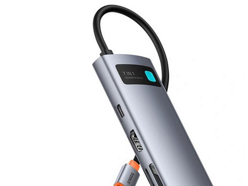 Baseus Metal Gleam 7in1 HDMI 4K 60Hz USB-C Hub / 3x USB 3.0 / USB-C PD / SD / microSD - Gray USB-Hubs