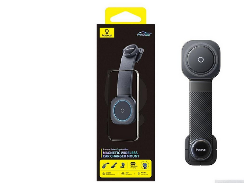 Baseus PrimeTrip C03Pro Dashboard Car Holder with Wireless Charger Compatible with MagSafe - Black