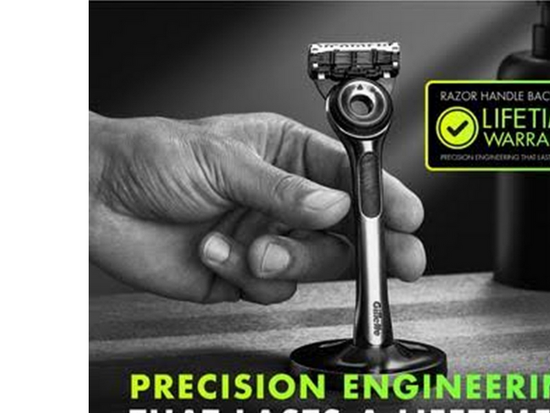 Gillette Exfoliating Bar Razor Black and Gold Edition (2 Count + Handle + Stand)