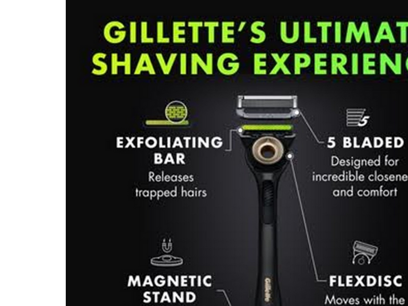 Gillette Exfoliating Bar Razor Black and Gold Edition (2 Count + Handle + Stand)