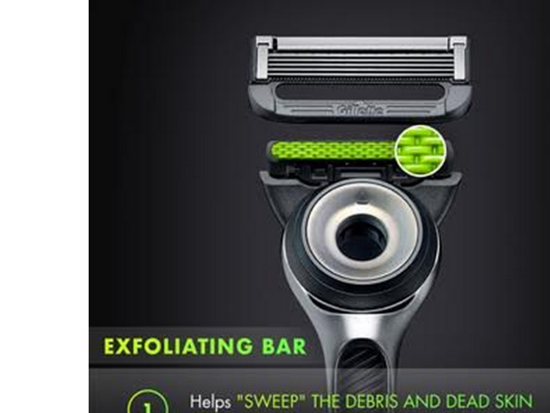 Gillette Exfoliating Bar Razor Black and Gold Edition (2 Count + Handle + Stand)