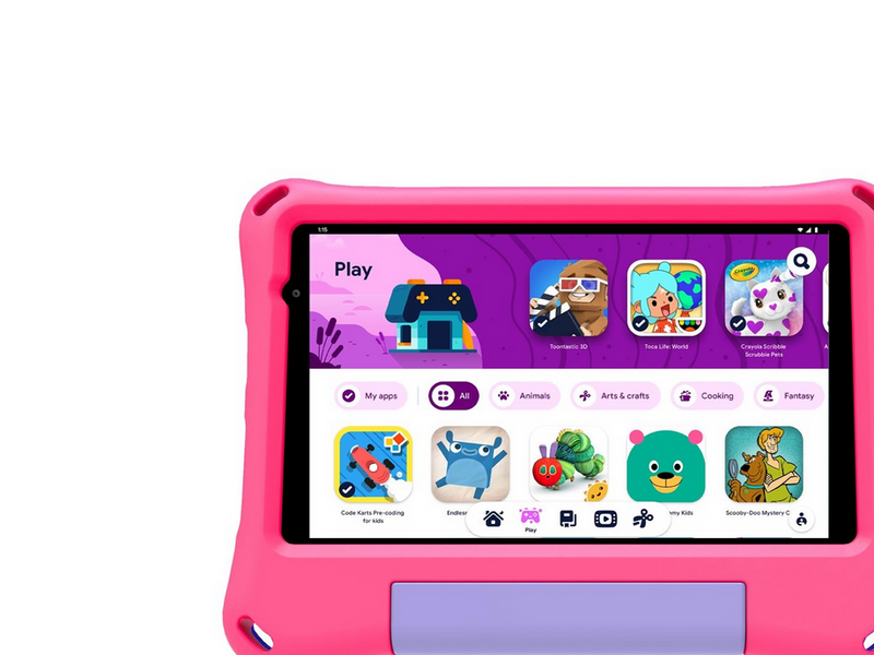 DENVER TIO-80115KBUP BLUE/PINK - 8" Octa Core tablet with Android 16GMS & included bumper in blue and pink