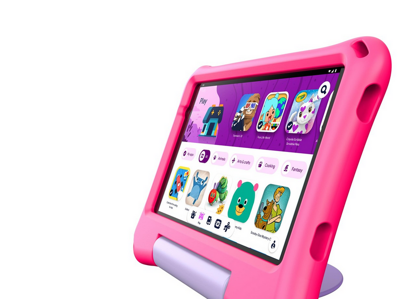 DENVER TIO-80115KBUP BLUE/PINK - 8" Octa Core tablet with Android 16GMS & included bumper in blue and pink