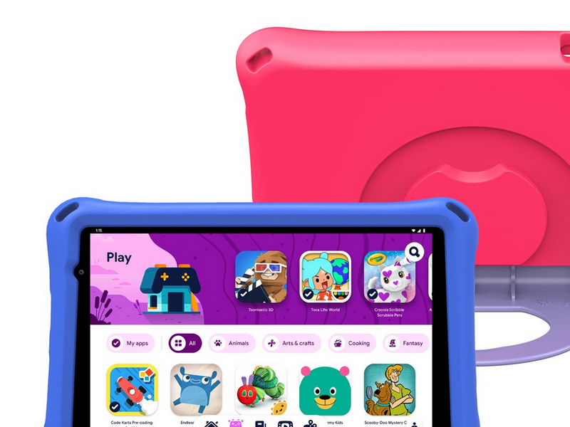 DENVER TIO-80115KBUP BLUE/PINK - 8" Octa Core tablet with Android 16GMS & included bumper in blue and pink