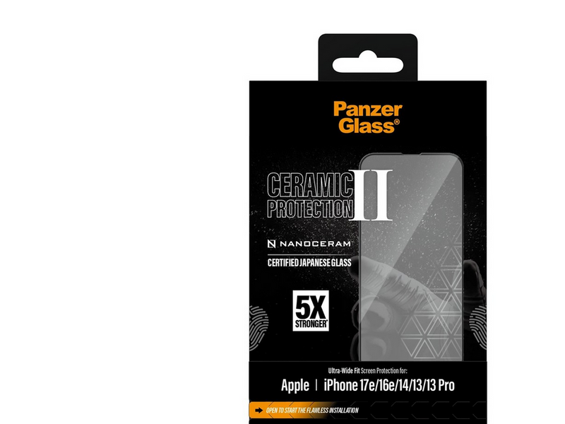 PanzerGlass Ceramic Screen Protector iPhone 17e |16e | 14 | 13 | 13 Pro | Ultra-Wide Fit w. FASTFIT IN-A-BOX