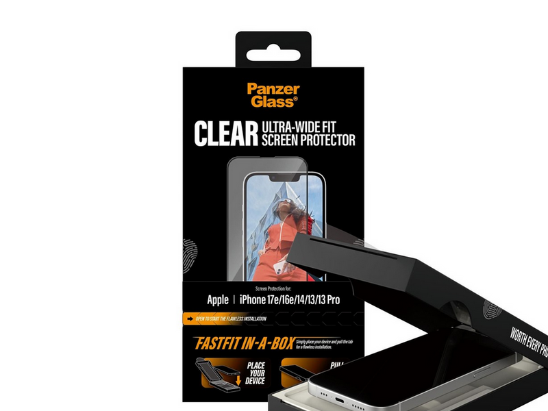 PanzerGlass Screen Protector iPhone 17e | 16e | 14 | 13 | 13 Pro | Ultra-Wide Fit w. FASTFIT IN-A-BOX