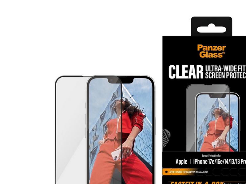 PanzerGlass Screen Protector iPhone 17e | 16e | 14 | 13 | 13 Pro | Ultra-Wide Fit w. FASTFIT IN-A-BOX