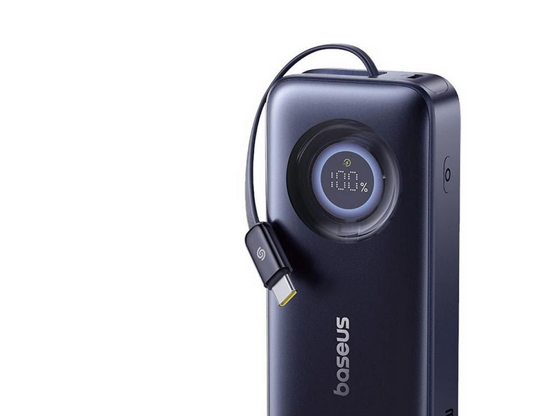 Baseus EnerCore CR11 10000mAh 45W Power Bank with Retractable USB-C Cable - Black - 10000 mAh
