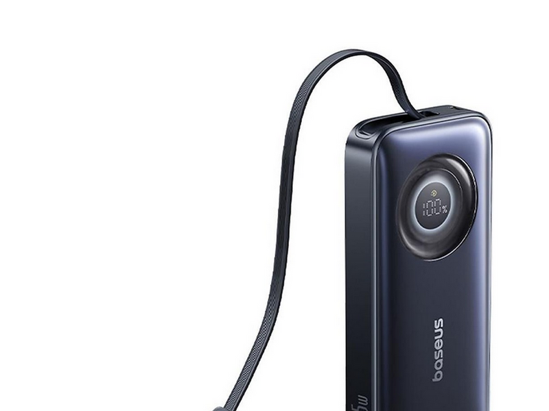 Baseus EnerCore CR11 10000mAh 45W Power Bank with Retractable USB-C Cable - Black - 10000 mAh