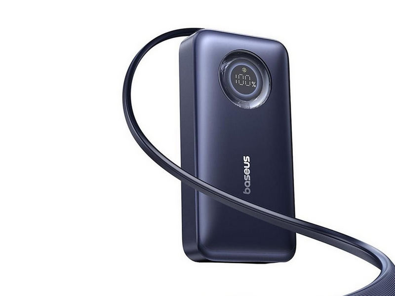 Baseus EnerCore CR11 10000mAh 45W Power Bank with Retractable USB-C Cable - Black - 10000 mAh