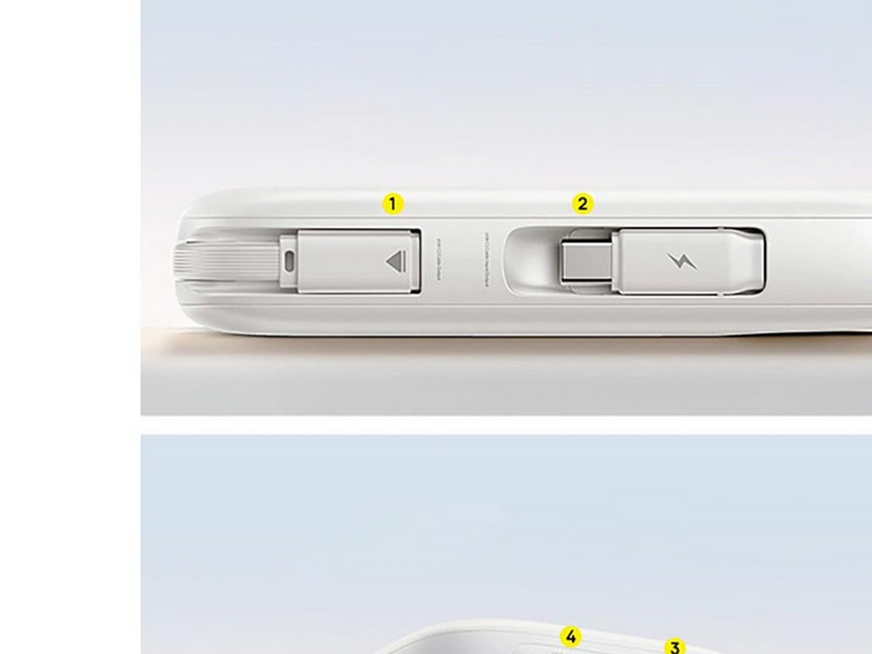 Baseus EnerFill FC31 Qpow 3 10000mAh 45W Power Bank with Digital Display with USB-C and Lightning Cables - White - 10000 mAh