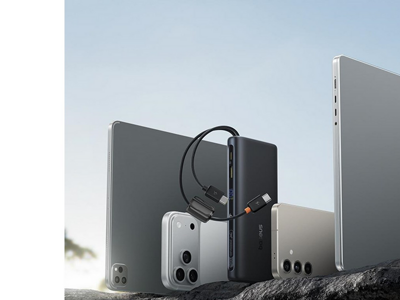 Baseus EnerFill FC41 20000mAh 100W Power Bank with Digital Display and Built-in Dual USB-C Cable - Black - 20000 mAh