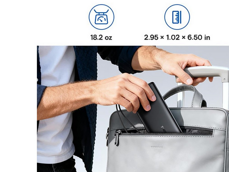 Baseus EnerFill FC41 25000mAh 145W Power Bank with Digital Display and Built-in Dual USB-C Cable - Black - 25000 mAh