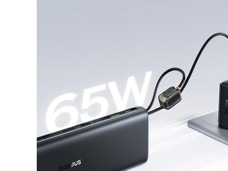 Baseus EnerFill FC41 25000mAh 145W Power Bank with Digital Display and Built-in Dual USB-C Cable - Black - 25000 mAh