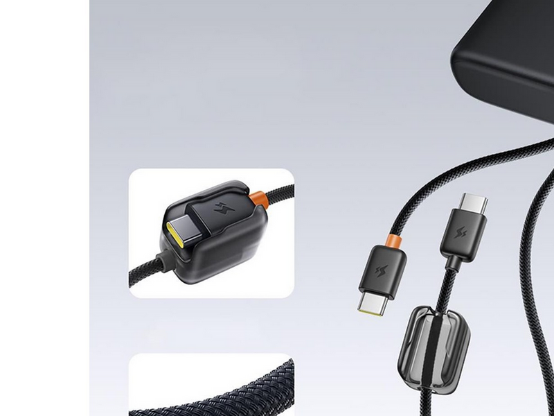 Baseus EnerFill FC41 25000mAh 145W Power Bank with Digital Display and Built-in Dual USB-C Cable - Black - 25000 mAh