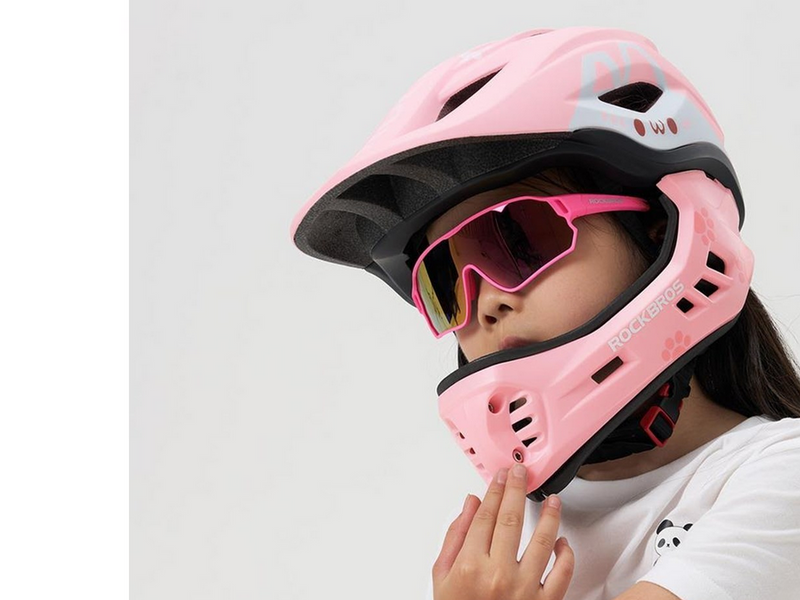 Rockbros TT-32002 Rabbit Children's Bike Helmet with Detachable Chin Size M (54-58) - Pink
