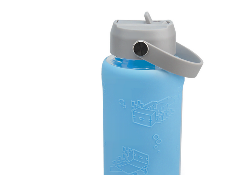 Paladone - MINECRAFT GLASS WATER BOTTLE WITH SLEEVE