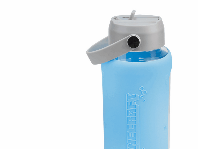 Paladone - MINECRAFT GLASS WATER BOTTLE WITH SLEEVE