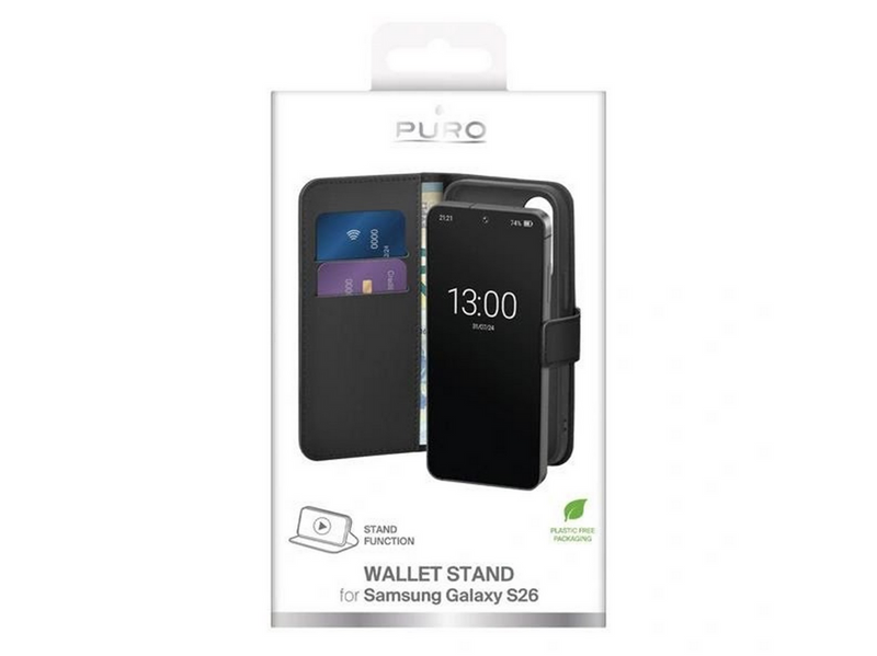 Puro Eco-Leather Case for Samsung Galaxy S26 with Wallet - Black