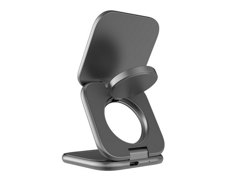 Mobile Origin 3in1 Qi2 25W UltraSlim Foldable Charger PW36 MagSafe Compatible Space Grey