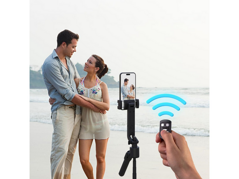Wozinsky WST-360YS Selfie Stick with Tripod Function with 360° AI Auto Face Tracking Gesture Control - Black