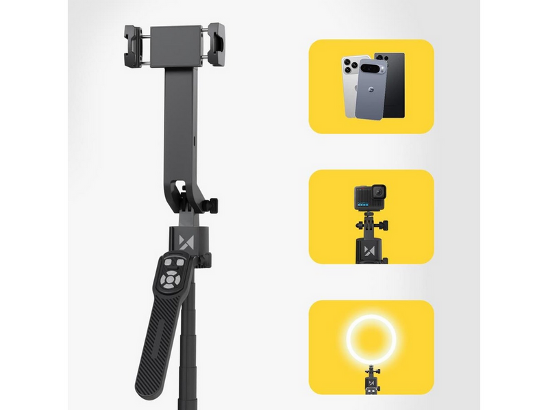 Wozinsky WST-360YS Selfie Stick with Tripod Function with 360° AI Auto Face Tracking Gesture Control - Black