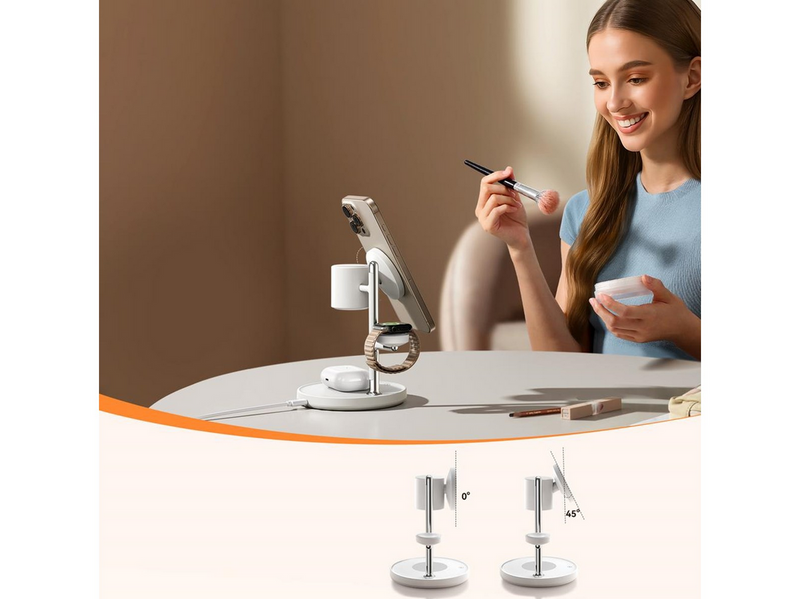 Joyroom JR-W23 Qi2 4-in-1 desktop charger with built-in inductive night light - white