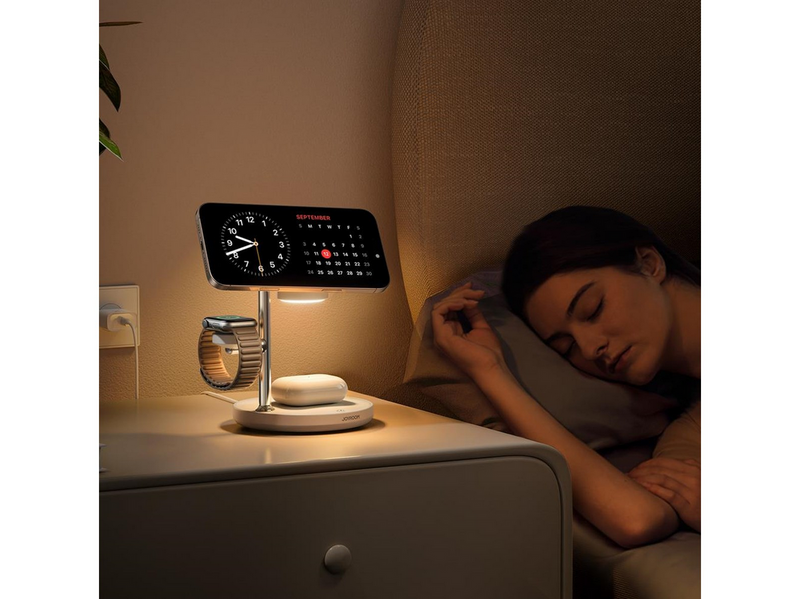 Joyroom JR-W23 Qi2 4-in-1 desktop charger with built-in inductive night light - white