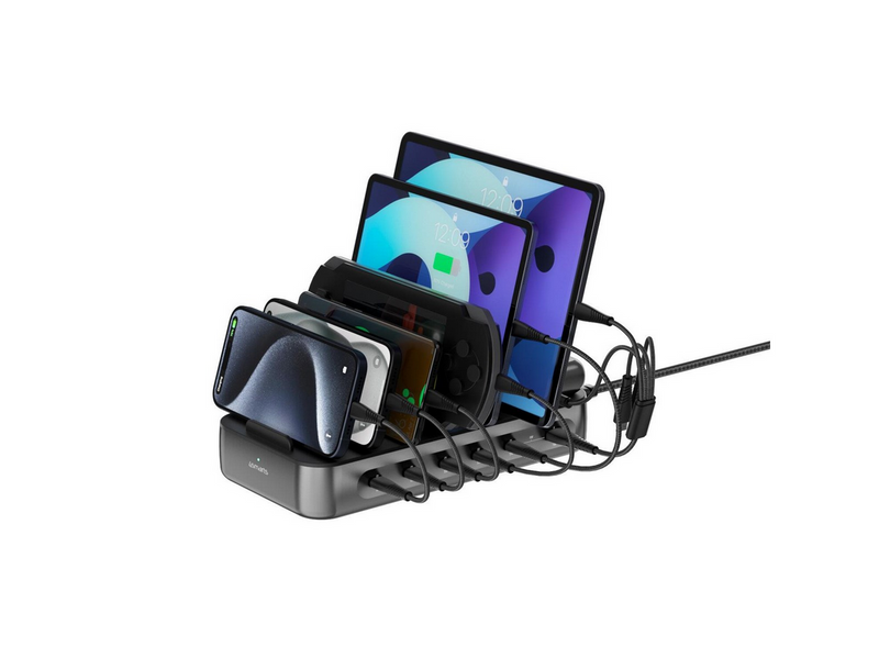4smarts Charging station Team 100W 1x USB-A port 5x USB-C ports includes 6 cables black