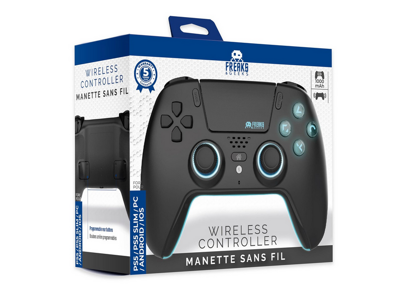 Freaks And Geeks Bluetooth Wireless Controller - LED - Black - Wireless Controller - Sony PlayStation 5