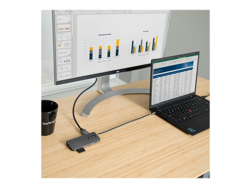 StarTech.com USB C Multiport Adapter 4K 60Hz HDMI Video 3-Port 5Gbps USB-A 3.2 Hub 100W