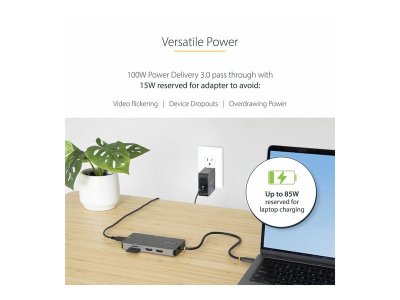 StarTech.com USB C Multiport Adapter Dual HDMI Video 4K 60Hz 2-Port 5Gbps USB-A 3.1 Hub 100W