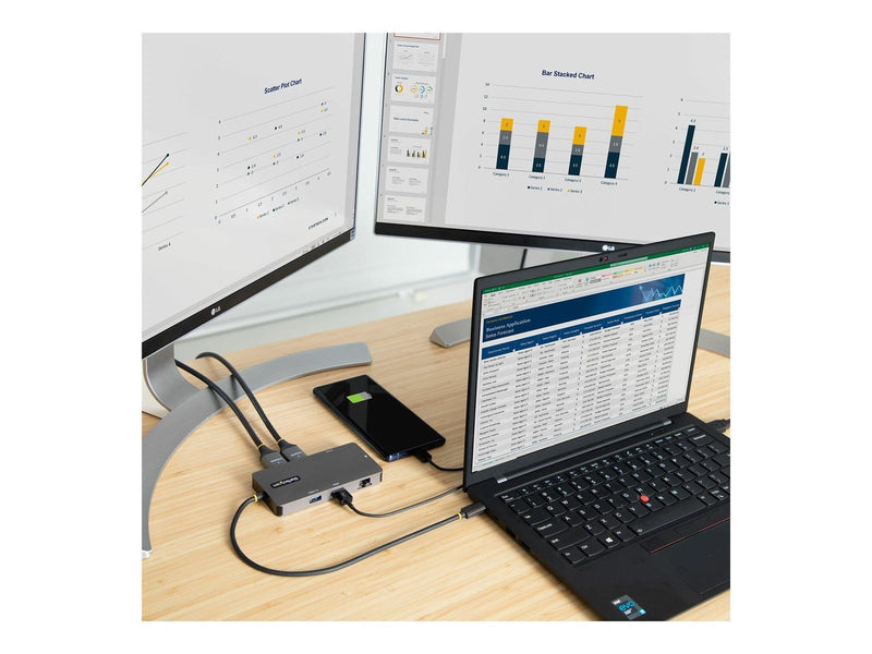 StarTech.com USB C Multiport Adapter Dual HDMI Video 4K 60Hz 2-Port 5Gbps USB-A 3.1 Hub 100W