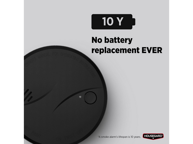 Housegard Optical smoke alarm, 10Y, Black